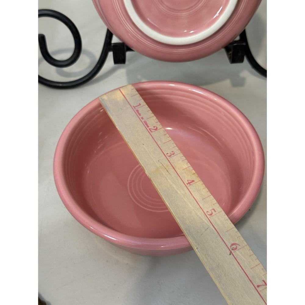 VTG Lot Of 2 Fiestaware Rose Pink 5" Bowls Homer Laughlin Fiesta USA Ceramic - Picture 7 of 8